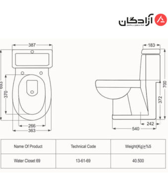 توالت فرنگی مروارید مدل رومینا-1