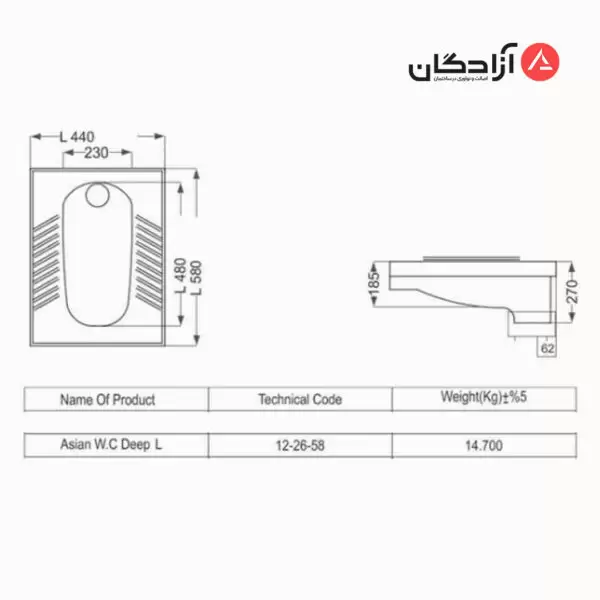 توالت ایرانی مروارید مدل فیروزه گود