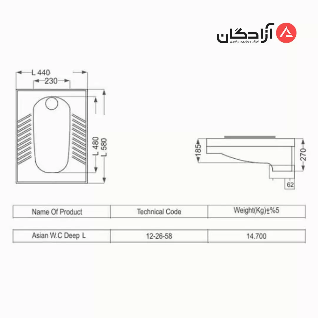 توالت ایرانی مروارید مدل فیروزه گود